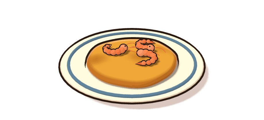 Tortilla de camarones, ilustración 3D