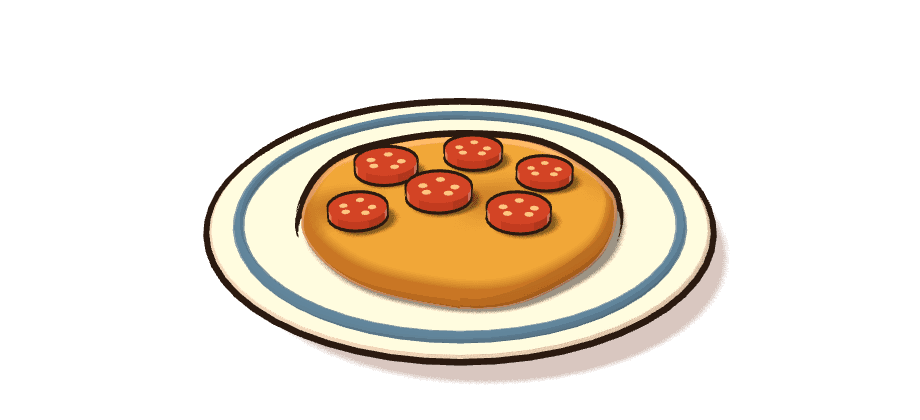Tortilla de chorizo, ilustración 3D